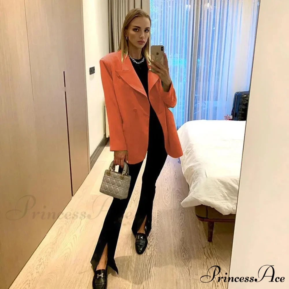 Oversize Elegant Casual Long Sleeve Single Button Autumn Blazer - Image 9