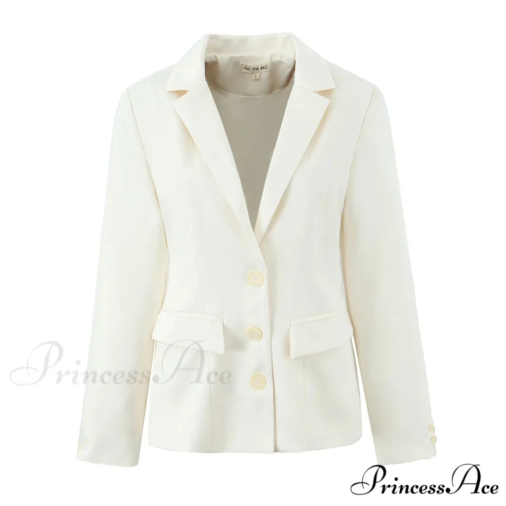 Autumn Single-Breasted Buttons Slim Waist Retro Shoulder Full Sleeve Blazer - Image 3
