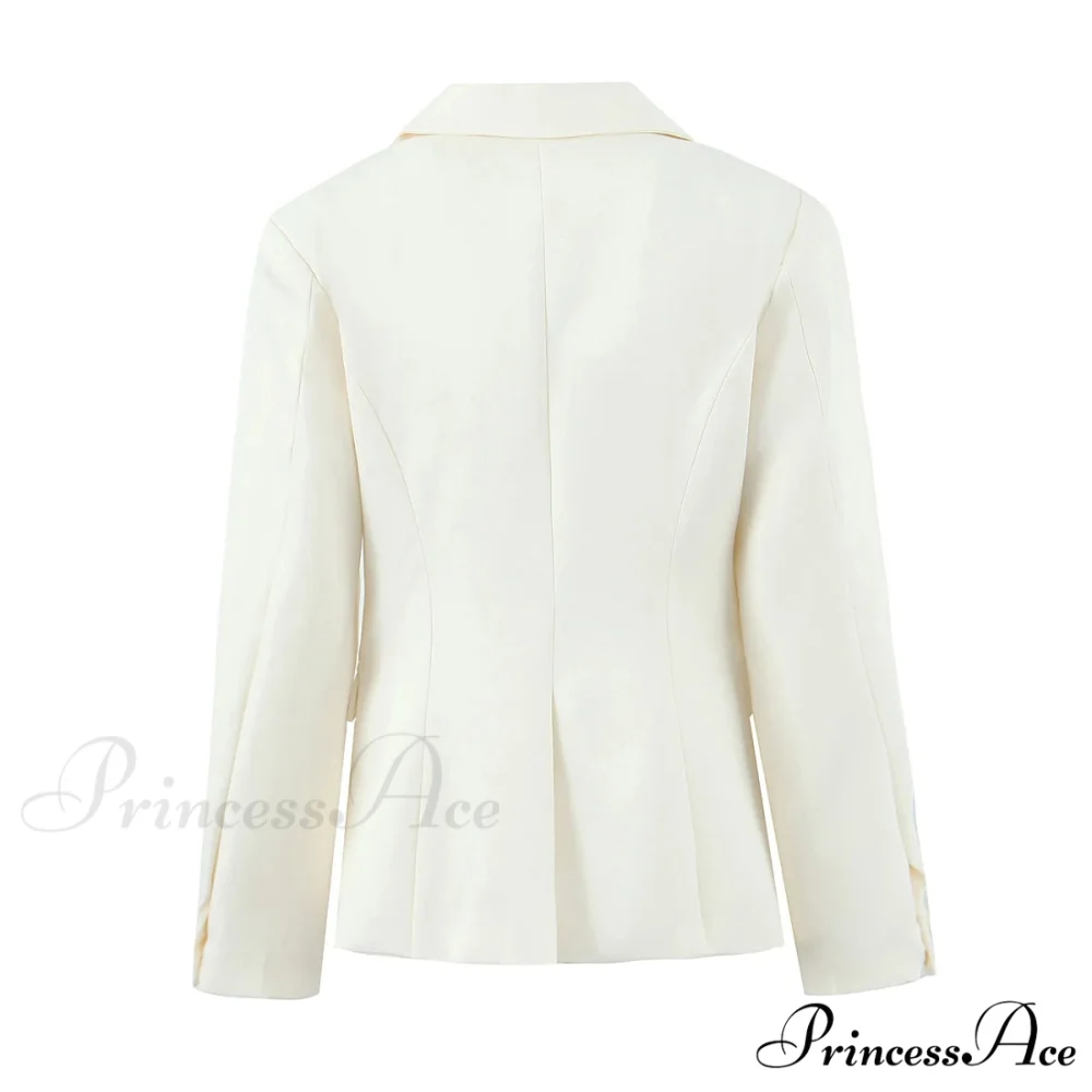 Autumn Single-Breasted Buttons Slim Waist Retro Shoulder Full Sleeve Blazer - Image 4