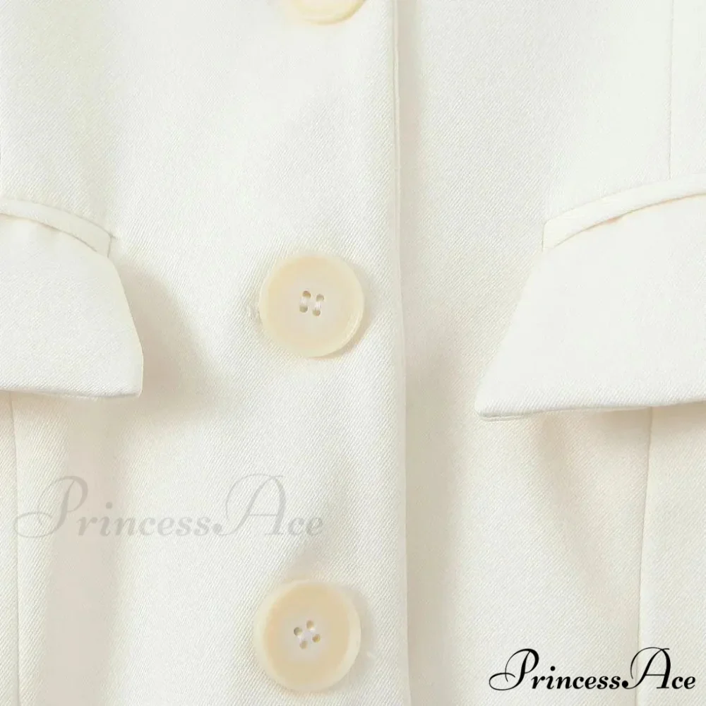 Autumn Single-Breasted Buttons Slim Waist Retro Shoulder Full Sleeve Blazer - Image 5