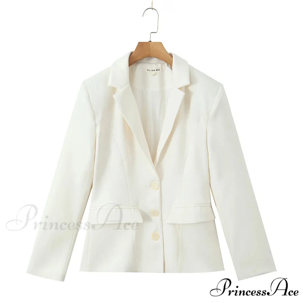 Autumn Single-Breasted Buttons Slim Waist Retro Shoulder Full Sleeve Blazer - Image 6