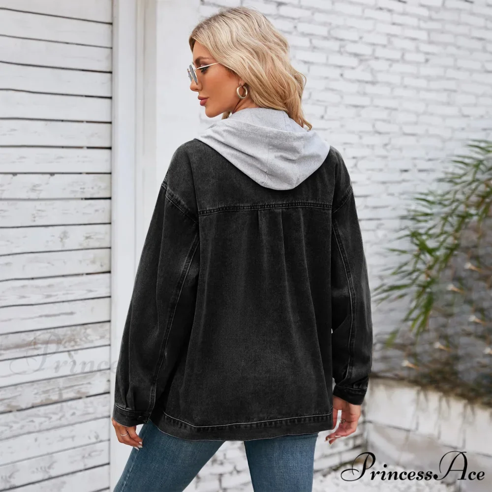 Womens Autumn Spring Oversized Denim Casual Distressed Boyfriend Comfy Jacket - Image 10