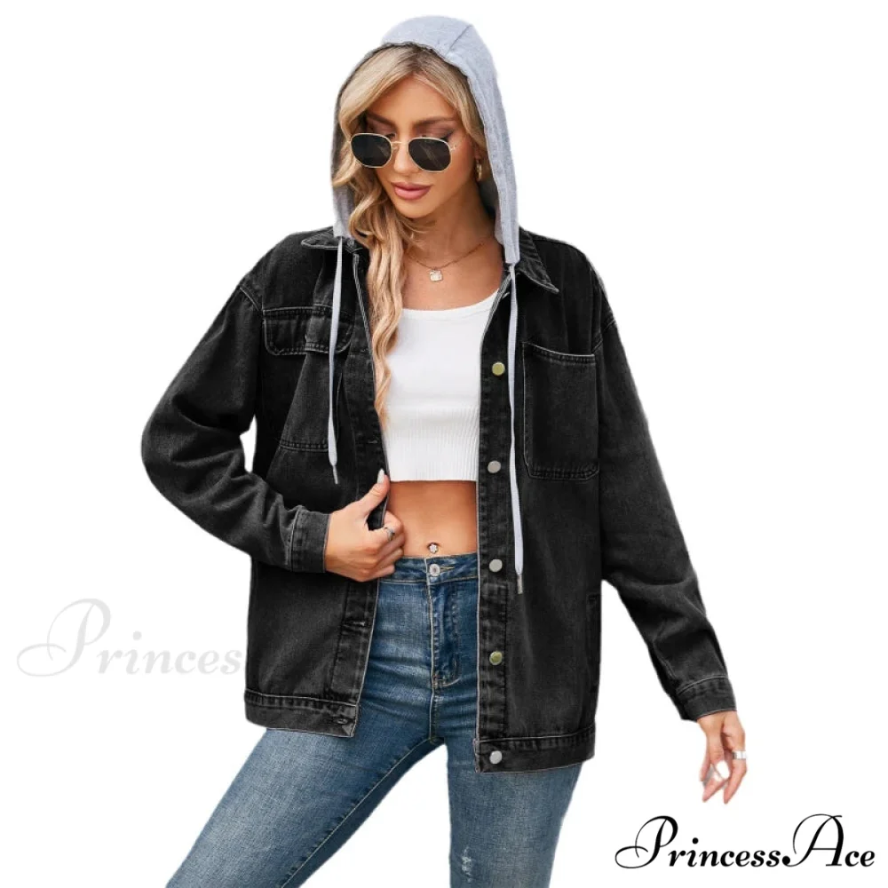 Womens Autumn Spring Oversized Denim Casual Distressed Boyfriend Comfy Jacket - Image 6
