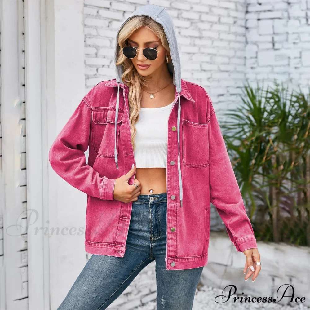 Womens Autumn Spring Oversized Denim Casual Distressed Boyfriend Comfy Jacket - Image 9
