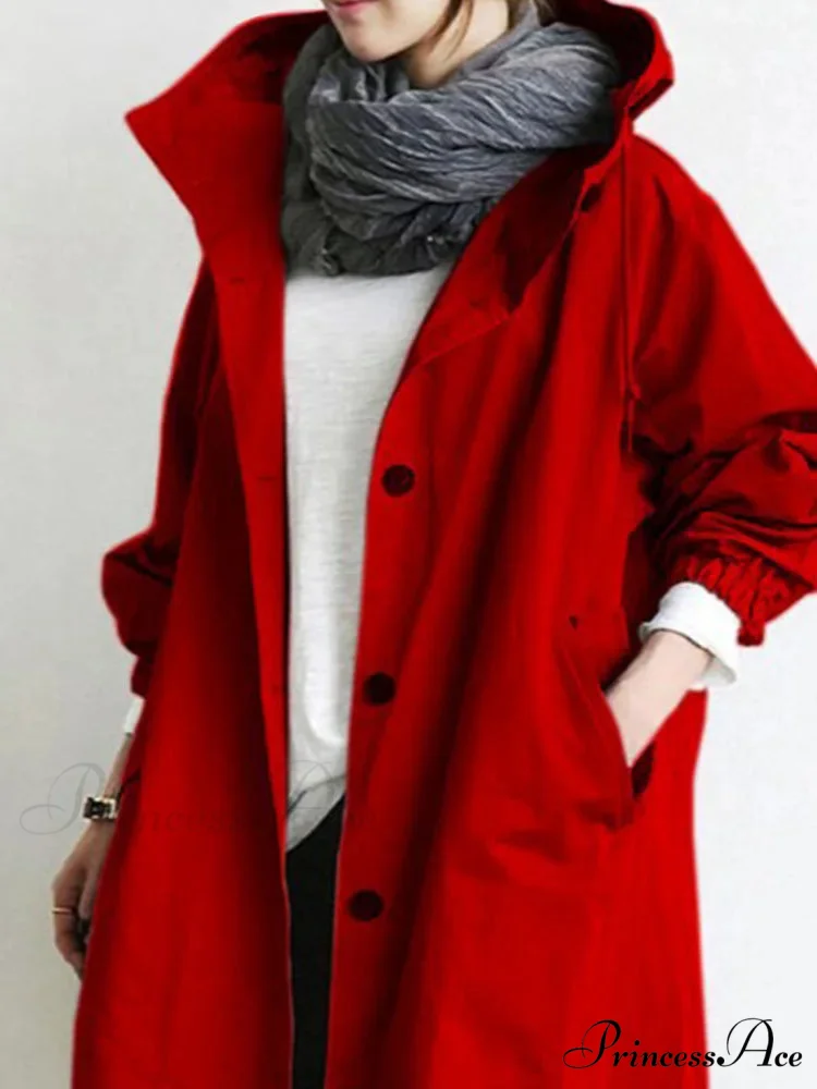 Double Breasted Vintage Notched Neck Pockets Long Sleeve Solid Loose Street Outfit Stylish Coat - Image 3
