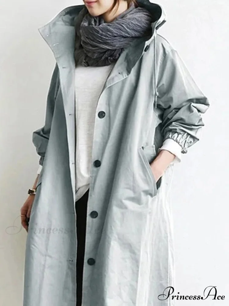 Double Breasted Vintage Notched Neck Pockets Long Sleeve Solid Loose Street Outfit Stylish Coat - Image 5