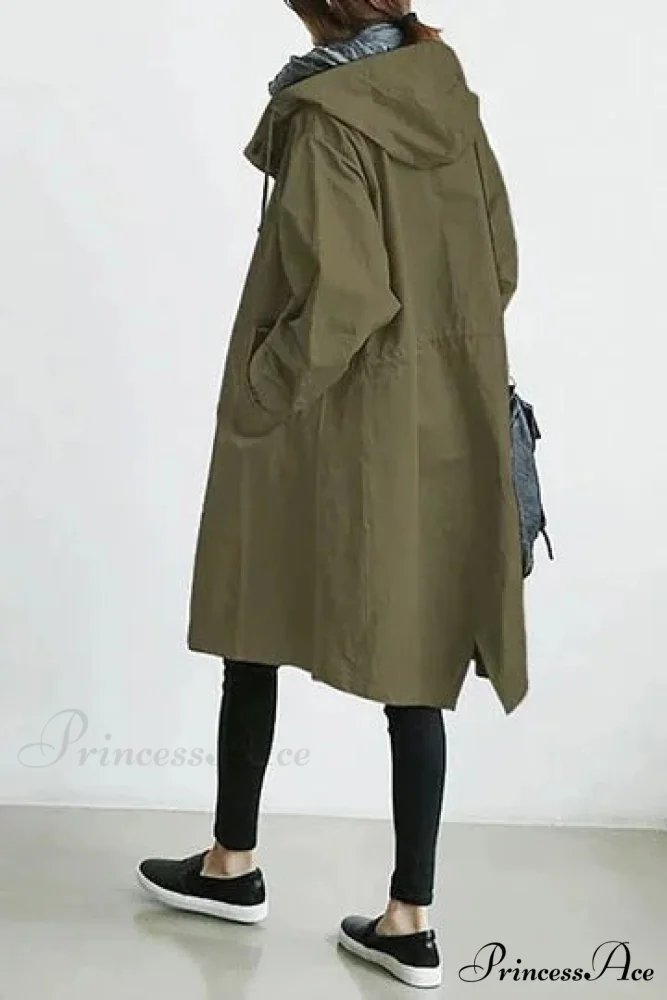 Double Breasted Vintage Notched Neck Pockets Long Sleeve Solid Loose Street Outfit Stylish Coat - Image 8