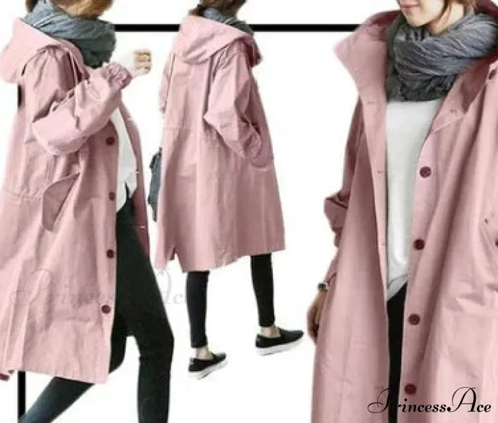 Double Breasted Vintage Notched Neck Pockets Long Sleeve Solid Loose Street Outfit Stylish Coat - Image 9