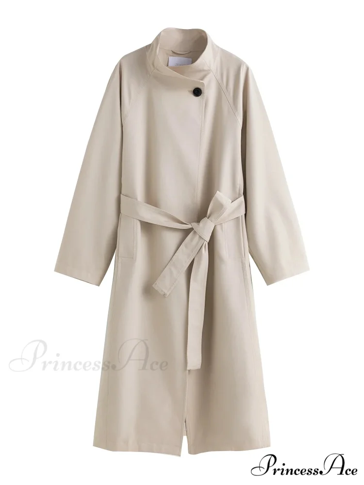 Autumn Extra Long Flowy Oversized Casual Belt Double Breasted Loose Korean Fashion 2024 Stylish Coat - Image 4