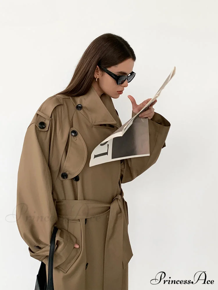 Autumn Long Grey Black Double Breasted Loose Casual Korean Fashion 2024 Stylish Coat - Image 2