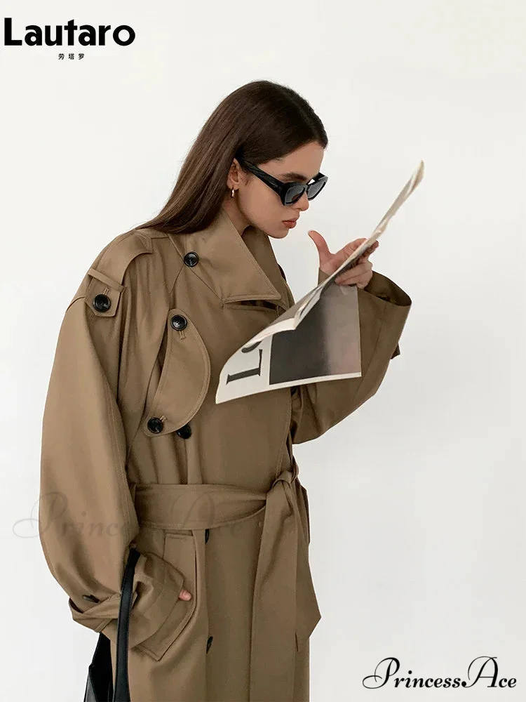 Autumn Long Grey Black Double Breasted Loose Casual Korean Fashion 2024 Stylish Coat - Image 4