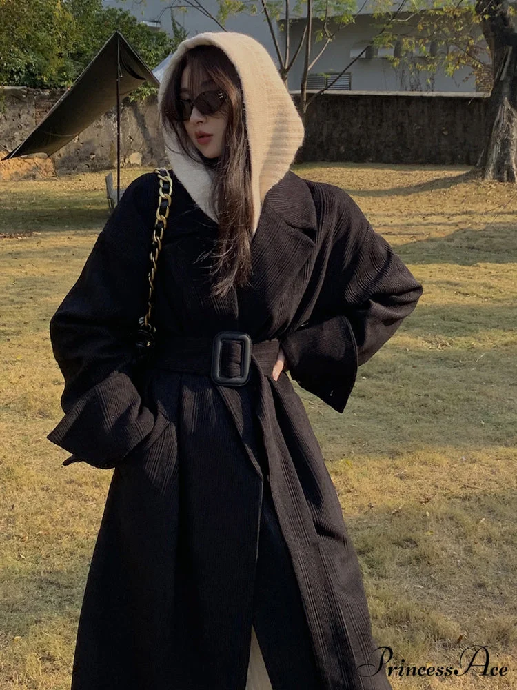 Spring Autumn Long Brown Black Striped Oversized Luxury Designer Runway Fashion 2024 Stylish Coat - Image 2