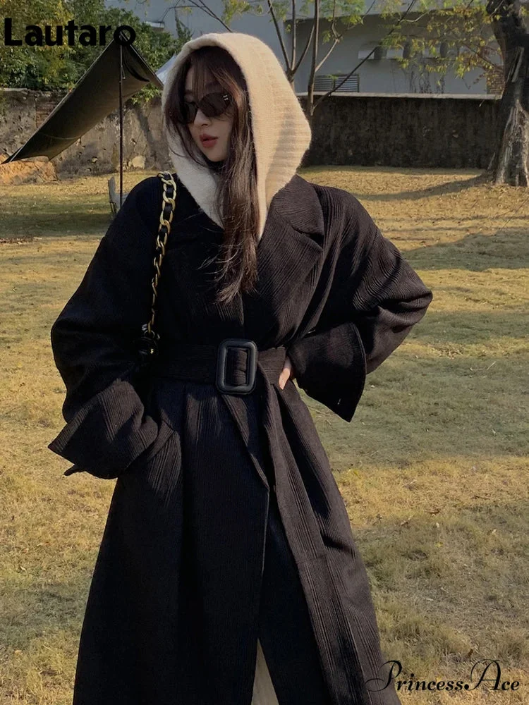 Spring Autumn Long Brown Black Striped Oversized Luxury Designer Runway Fashion 2024 Stylish Coat - Image 4