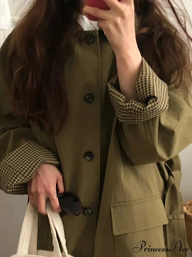 Spring Autumn Long Loose Casual Chic Turn-down Collar Pockets Single Breasted Korean Fashion 2024 Stylish Coat - Image 2