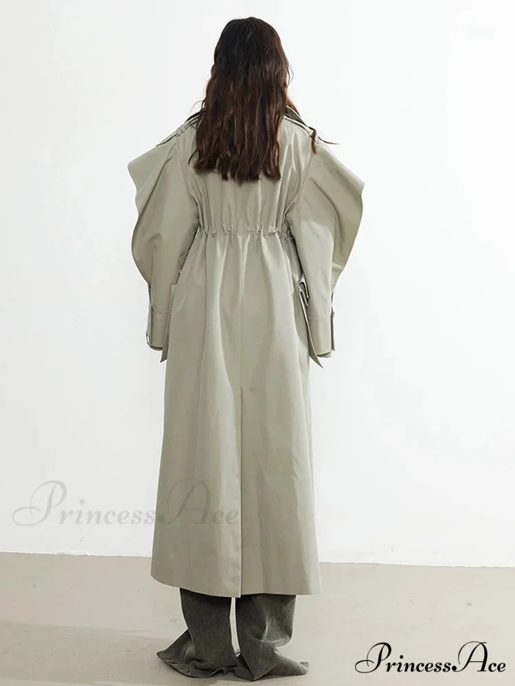 Plus Size Elegant Long Drawstring Waist Double Breasted Luxury Designer Stylish Coat - Image 6