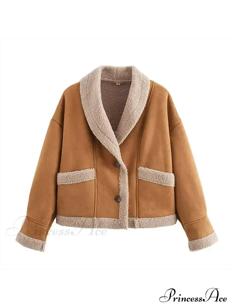 Warm Lamb Wool Casual Lapel Single-breasted Thickened Pocket Winter Stylish Coat - Image 6