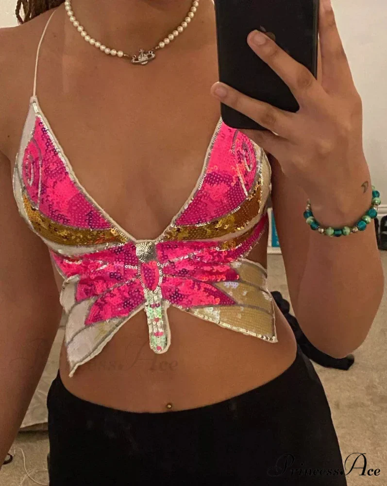HALSEY BUTTERFLY Stylish SEQUIN TOP - Image 5