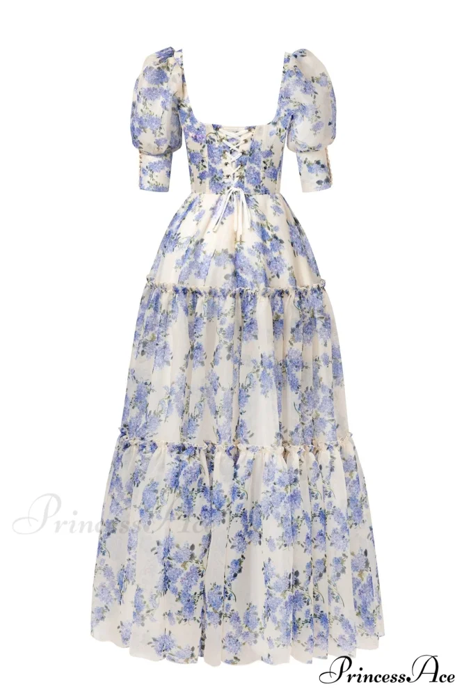 Hydrangea Feminine Voluminous Charming Sheer Sleeves Dress - Image 3