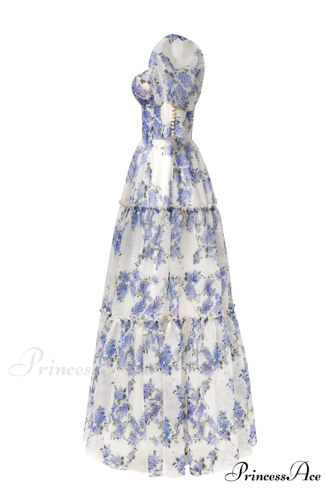 Hydrangea Feminine Voluminous Charming Sheer Sleeves Dress - Image 6