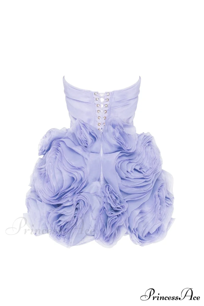 Appliqud Organza Stylish Lavender Mini Dress - Image 3