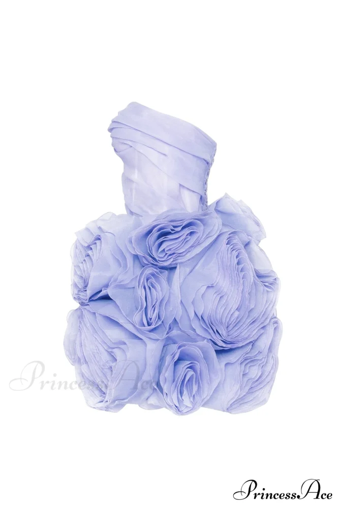 Appliqud Organza Stylish Lavender Mini Dress - Image 5