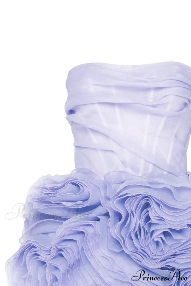 Appliqud Organza Stylish Lavender Mini Dress - Image 7