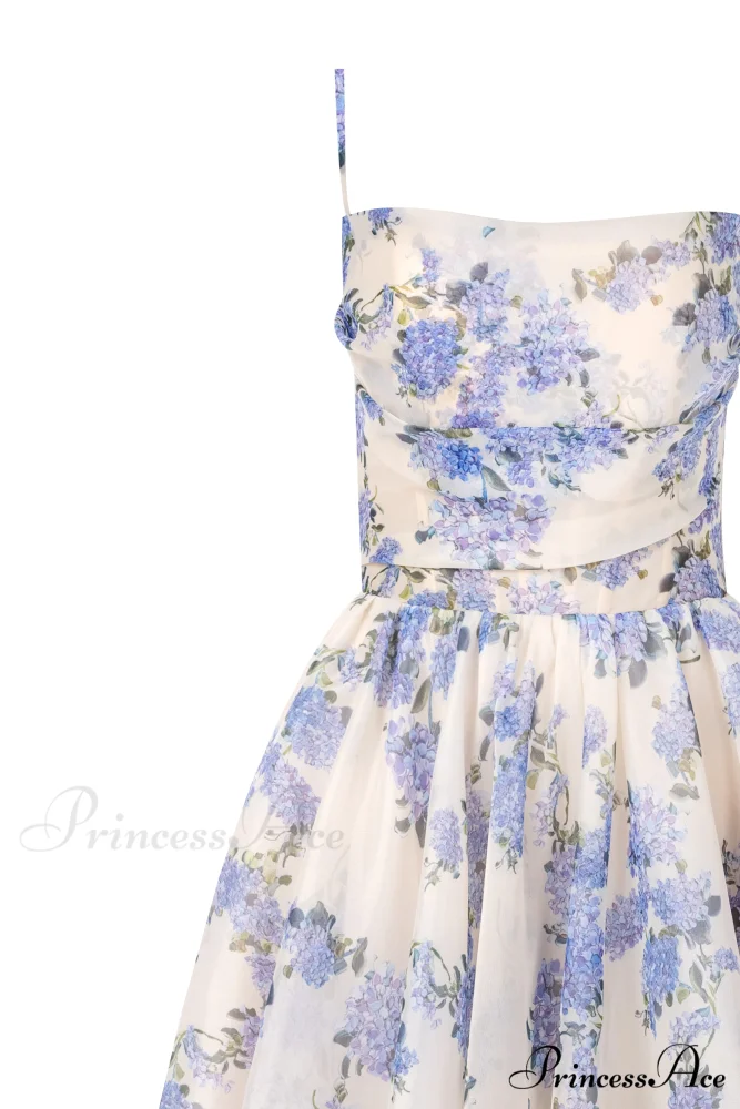 Hydrangea Spaghetti Stylish Strap Midi Dress - Image 5