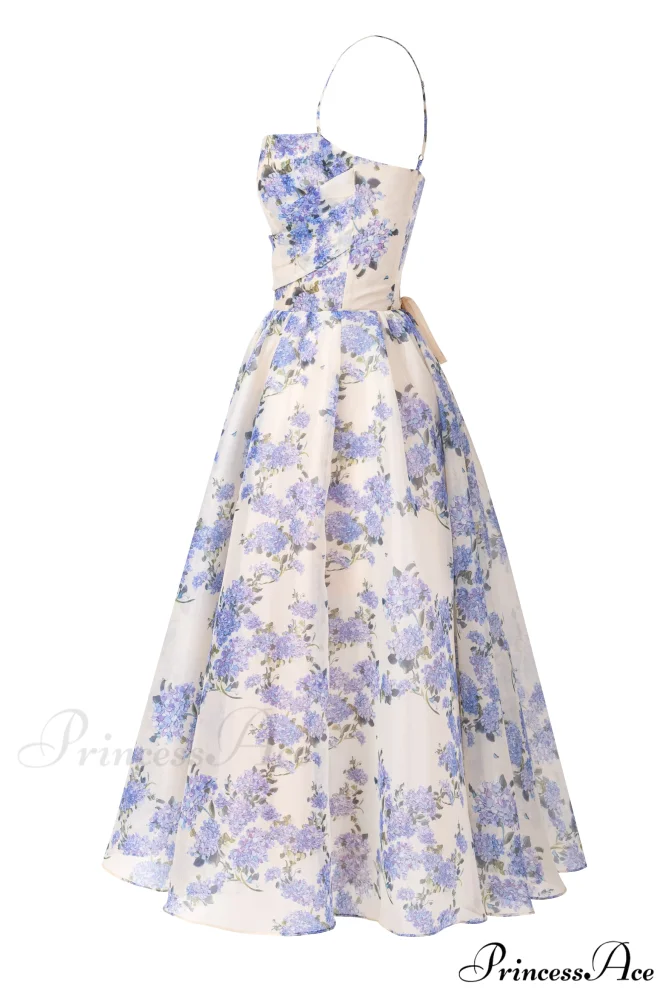 Hydrangea Spaghetti Stylish Strap Midi Dress - Image 6