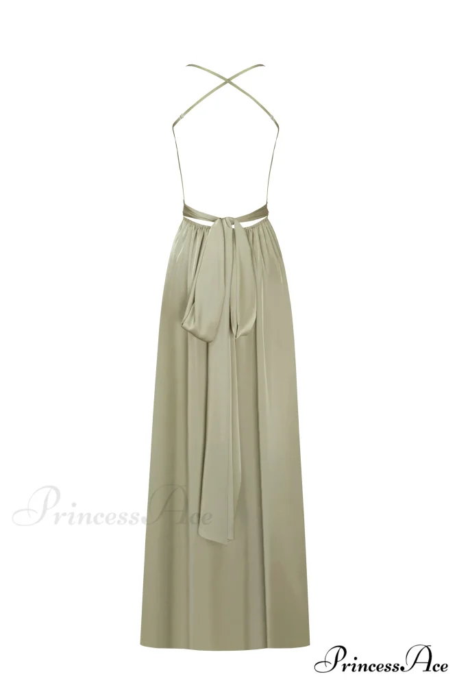 Boudoir Olive Stylish Silk Slip Dress - Image 3