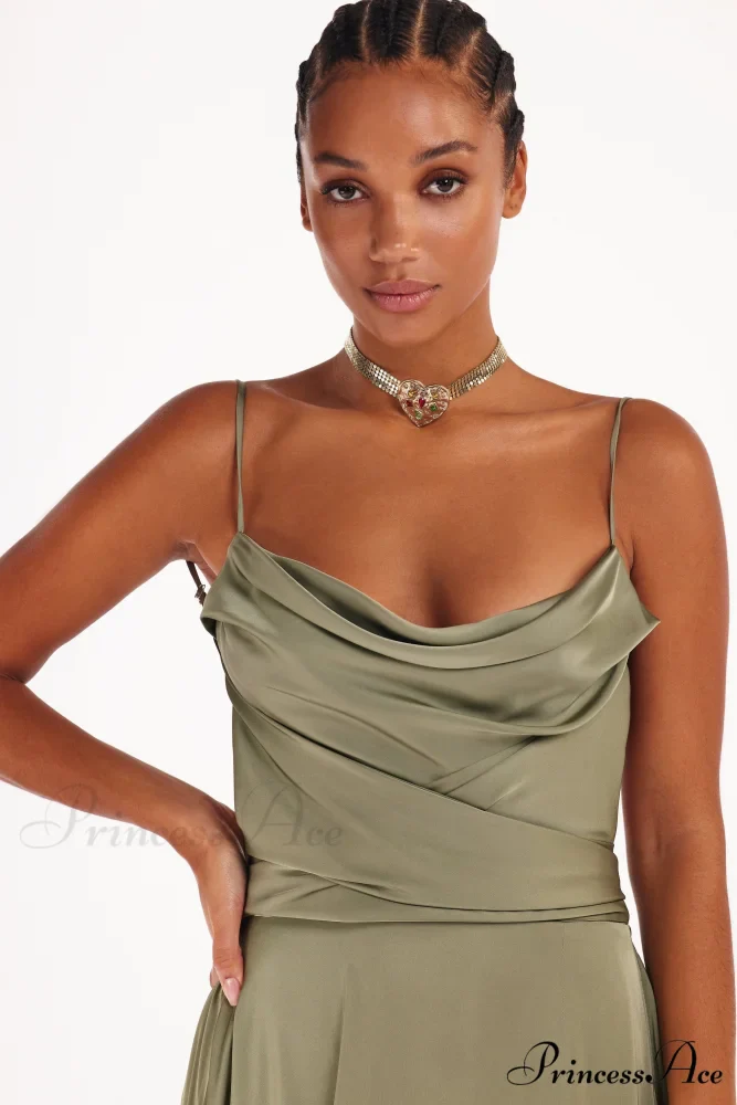 Boudoir Olive Stylish Silk Slip Dress - Image 6