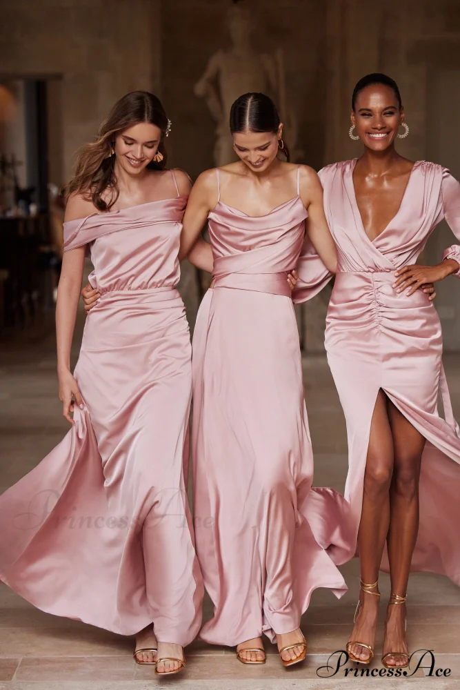 Elegant Misty Rose Charming Off-The-Shoulder Silk Maxi Dress - Image 10