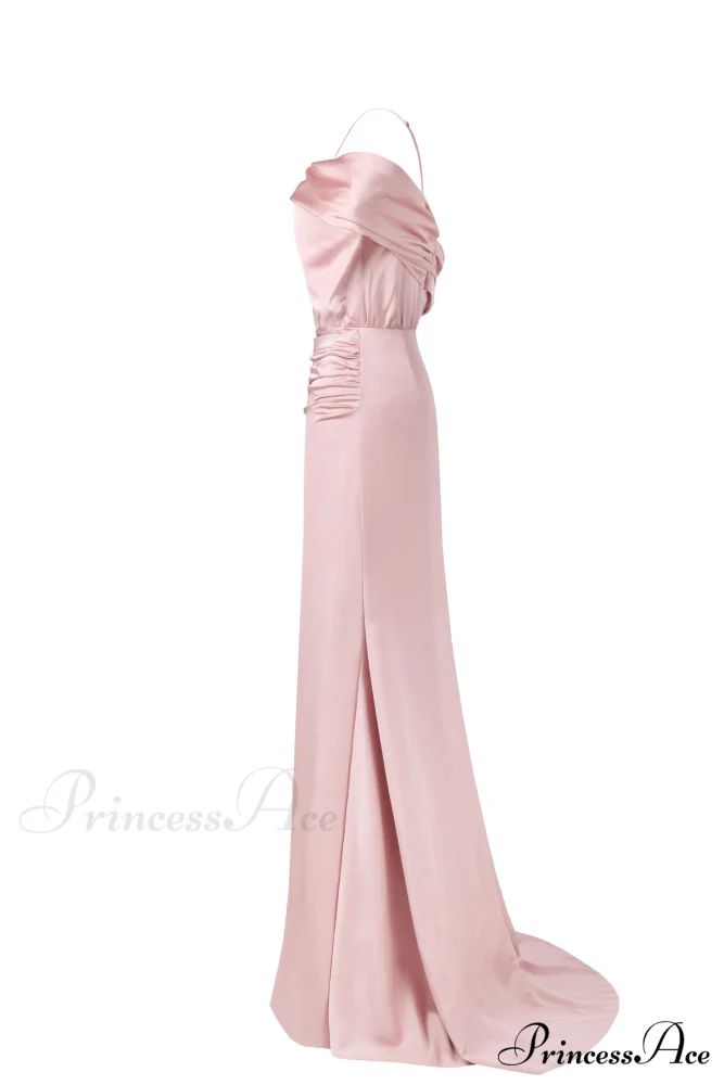 Elegant Misty Rose Charming Off-The-Shoulder Silk Maxi Dress - Image 7