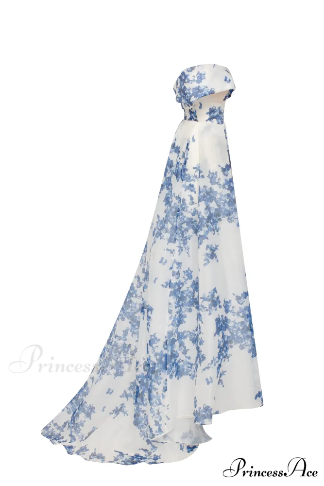 Catchy Off-The-Shoulder Blue Hydrangea Graceful Maxi Dress, Garden Of Eden - Image 7