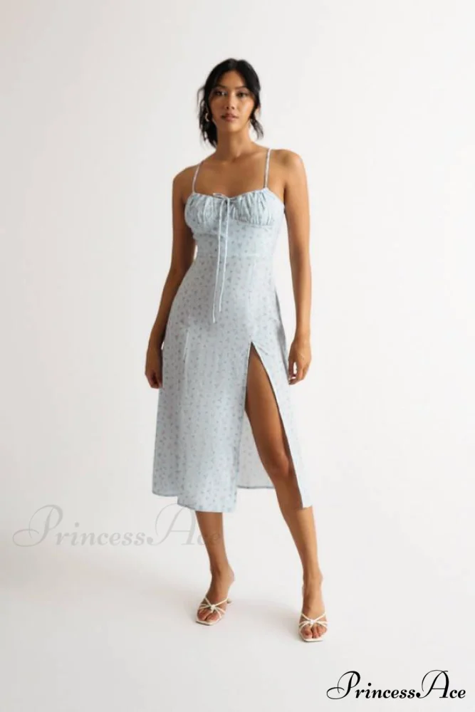 Flower Fields Slip Charming Floral Split Midi Dress - Image 10