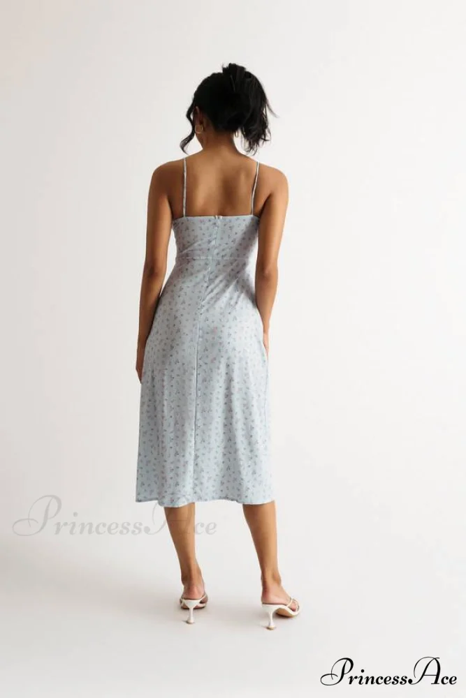 Flower Fields Slip Charming Floral Split Midi Dress - Image 7