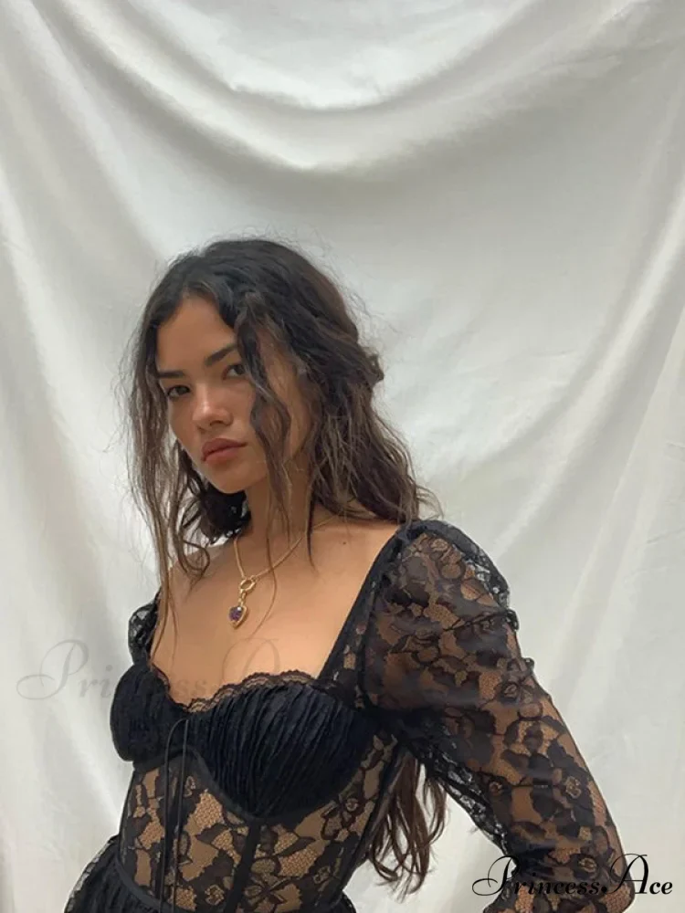 Delilah Sexy Lace Charming Split Maxi Dress - Image 10
