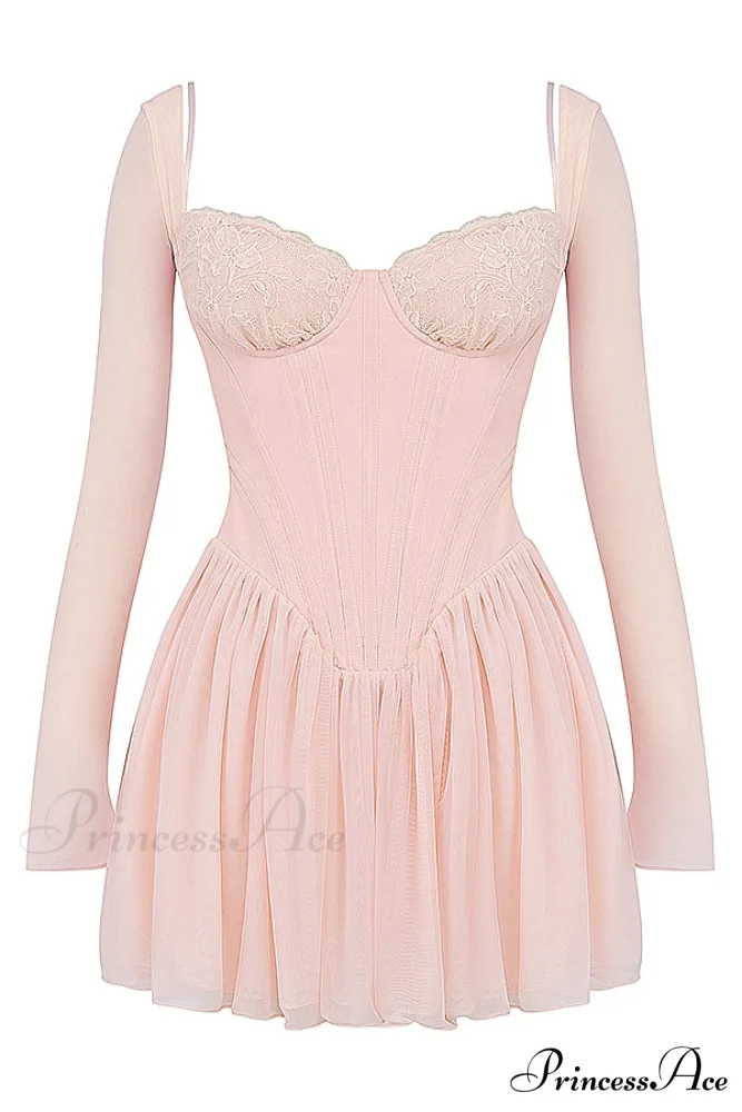 Bombshell Long Sleeve Bustier Graceful Corset Frill Mini Dress - Image 10