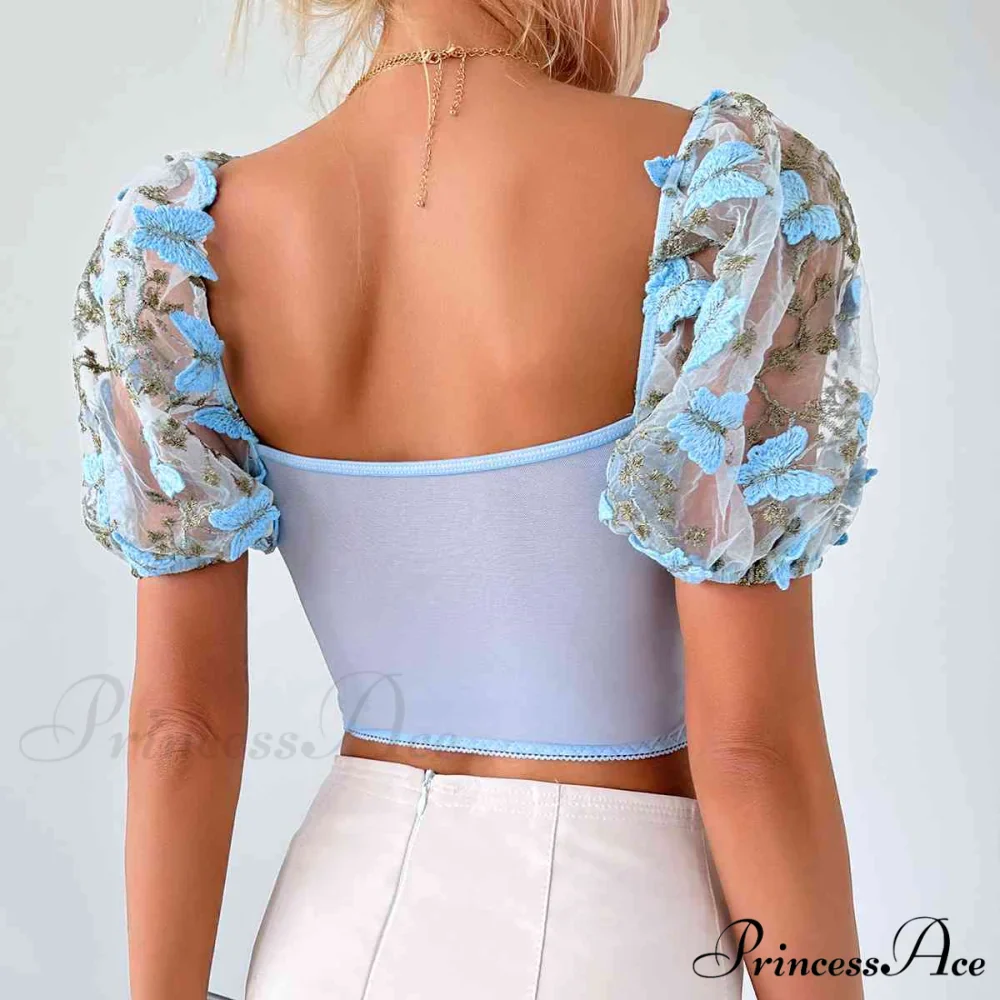 Butterfly Whispers Embroidery Charming Mesh Corset Top - Image 14