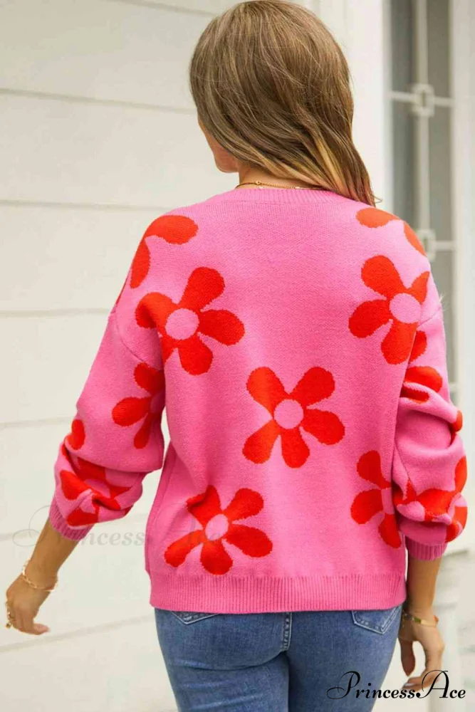 Blossom Dreams Stylish Floral Print Sweater - Image 12