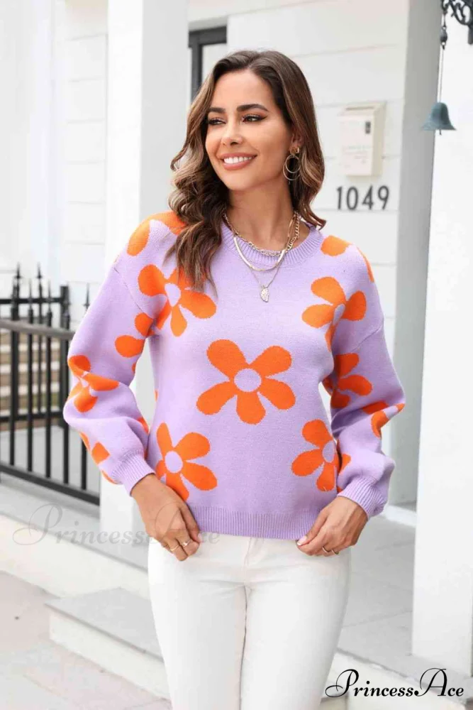 Blossom Dreams Stylish Floral Print Sweater - Image 3