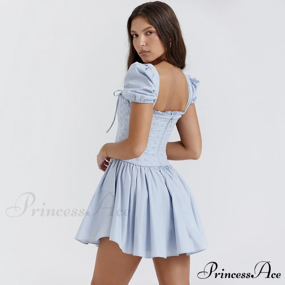 Countryside Summer Puff Charming Sleeve Corset Mini Dress - Image 12