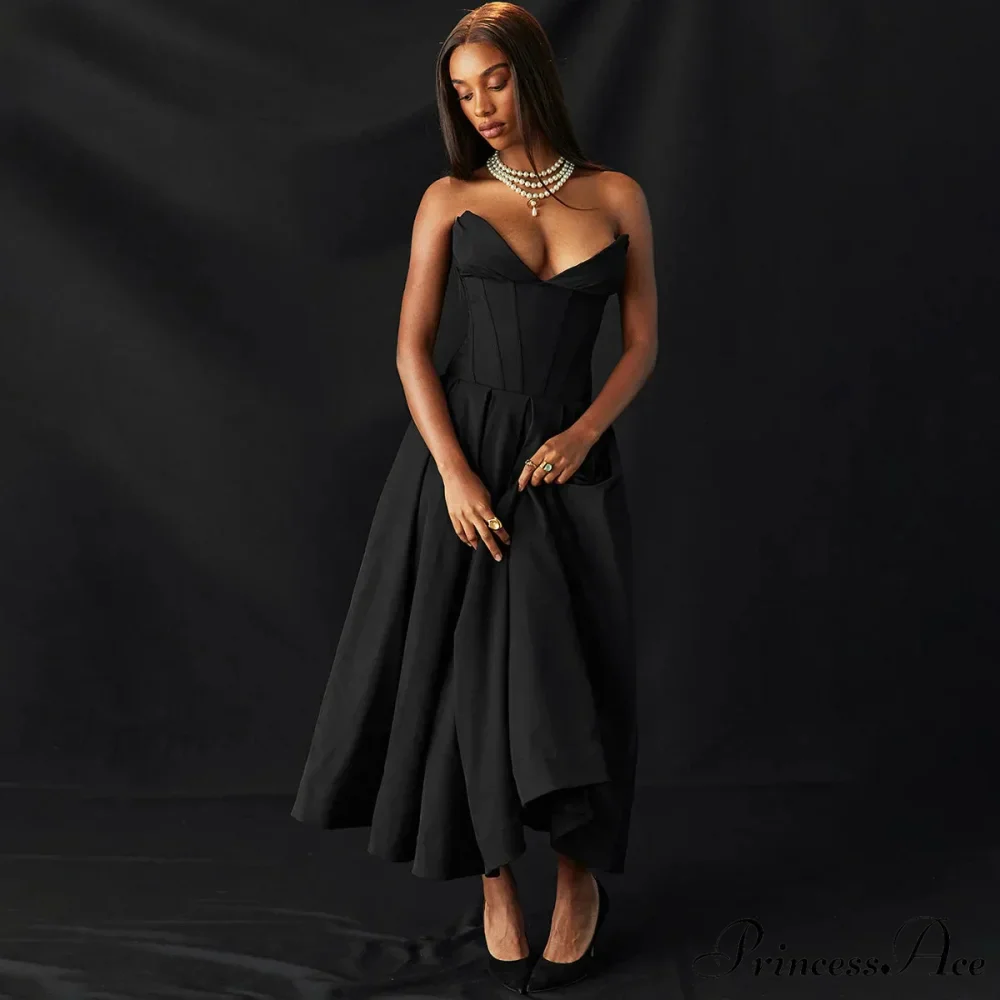 Adriana Midi A-Line Charming Strapless Corset Dress - Image 11