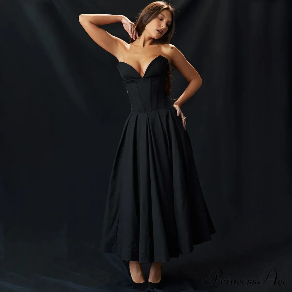 Adriana Midi A-Line Charming Strapless Corset Dress - Image 12