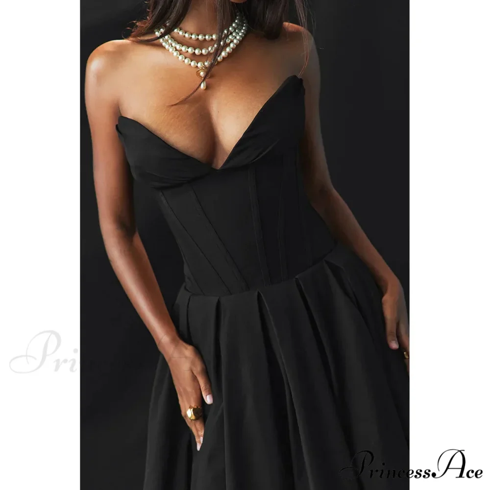 Adriana Midi A-Line Charming Strapless Corset Dress - Image 13