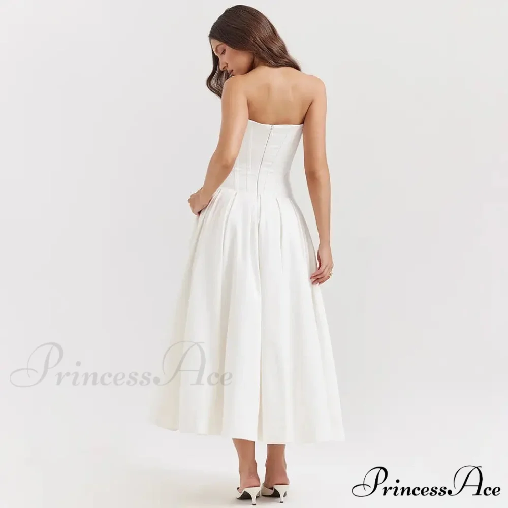 Adriana Midi A-Line Charming Strapless Corset Dress - Image 21