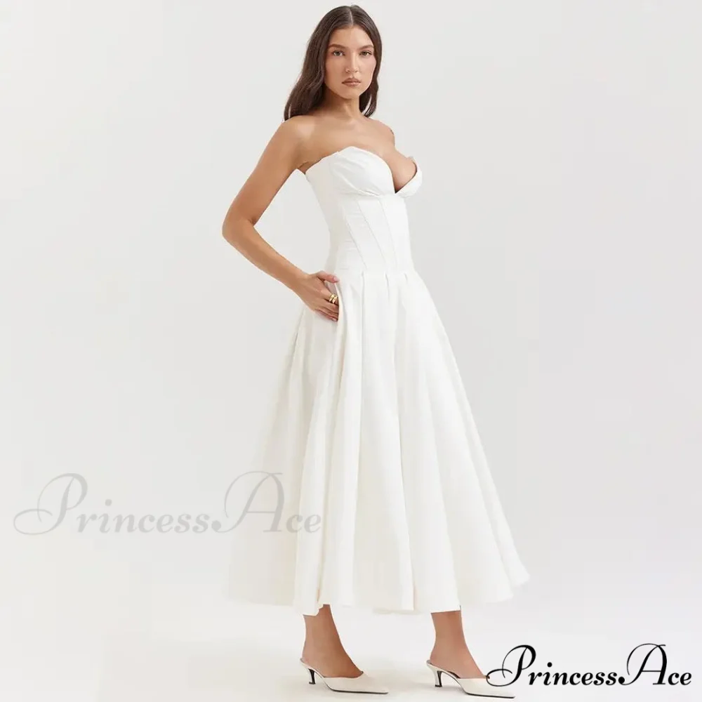 Adriana Midi A-Line Charming Strapless Corset Dress - Image 22
