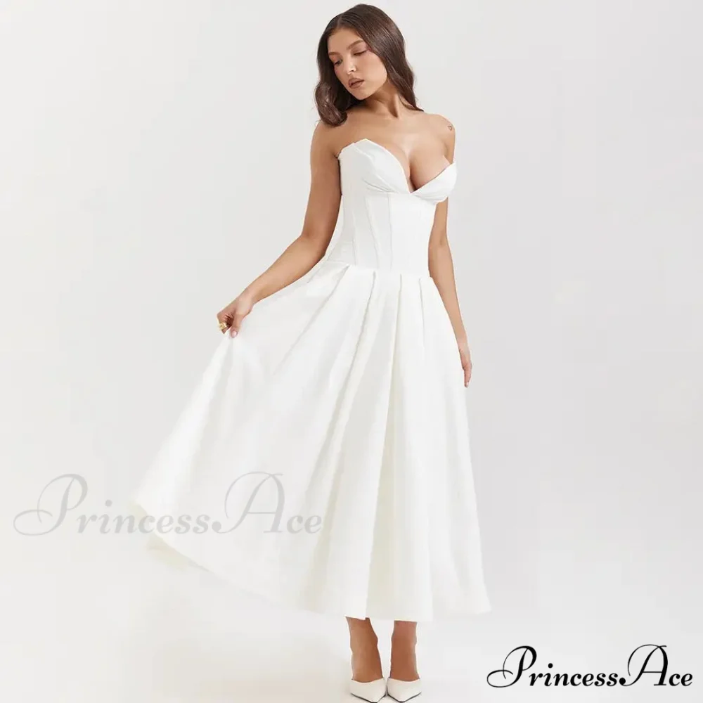 Adriana Midi A-Line Charming Strapless Corset Dress - Image 23