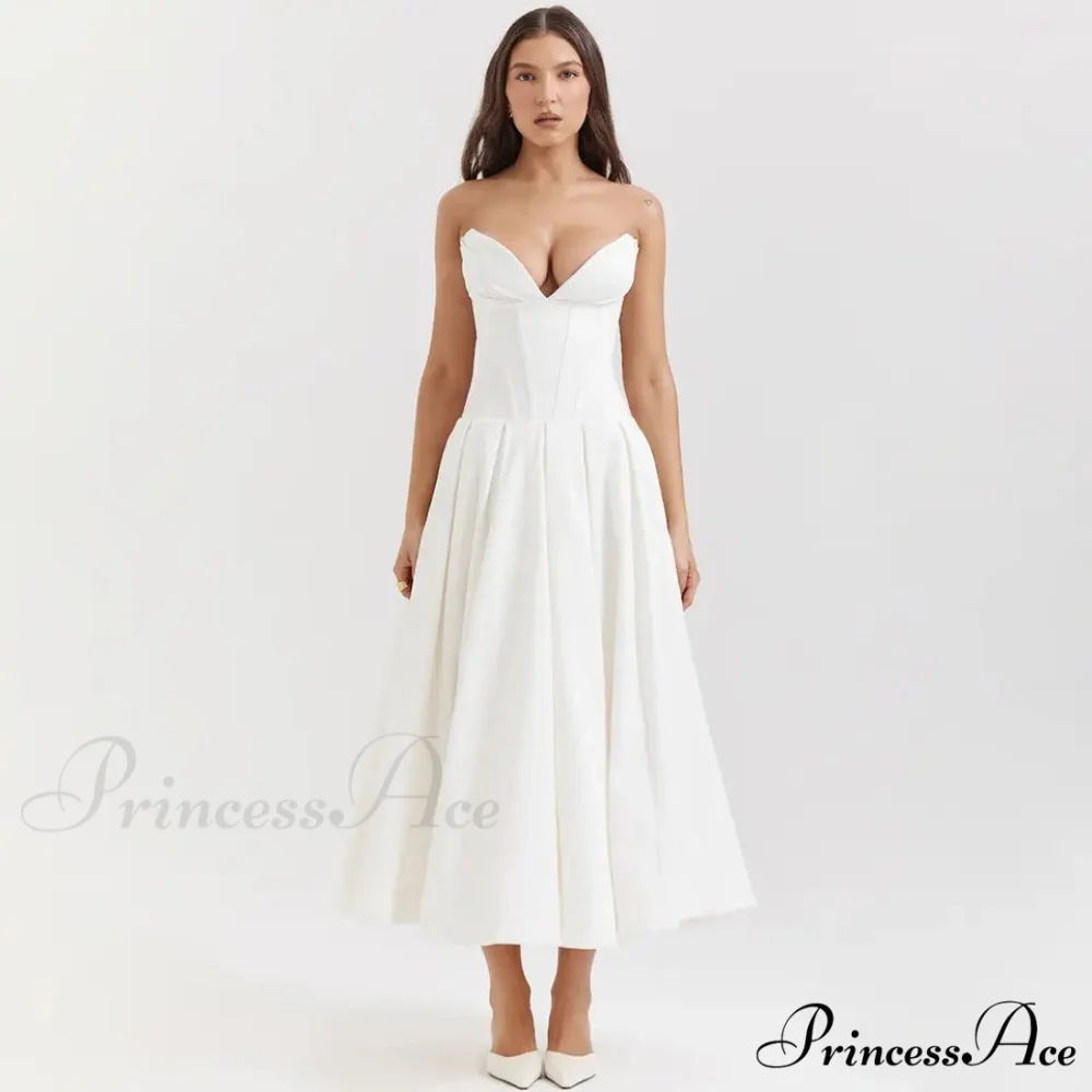 Adriana Midi A-Line Charming Strapless Corset Dress - Image 24