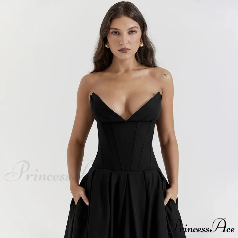 Adriana Midi A-Line Charming Strapless Corset Dress - Image 6