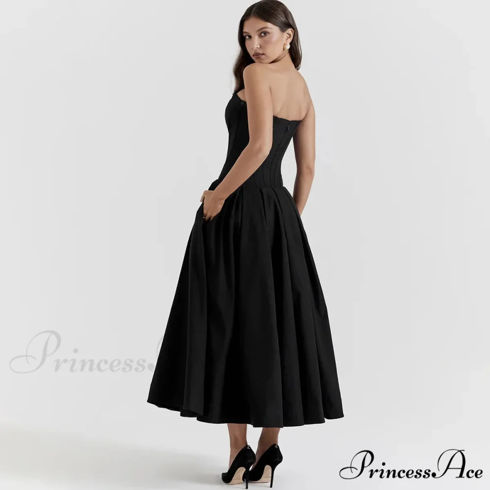 Adriana Midi A-Line Charming Strapless Corset Dress - Image 7